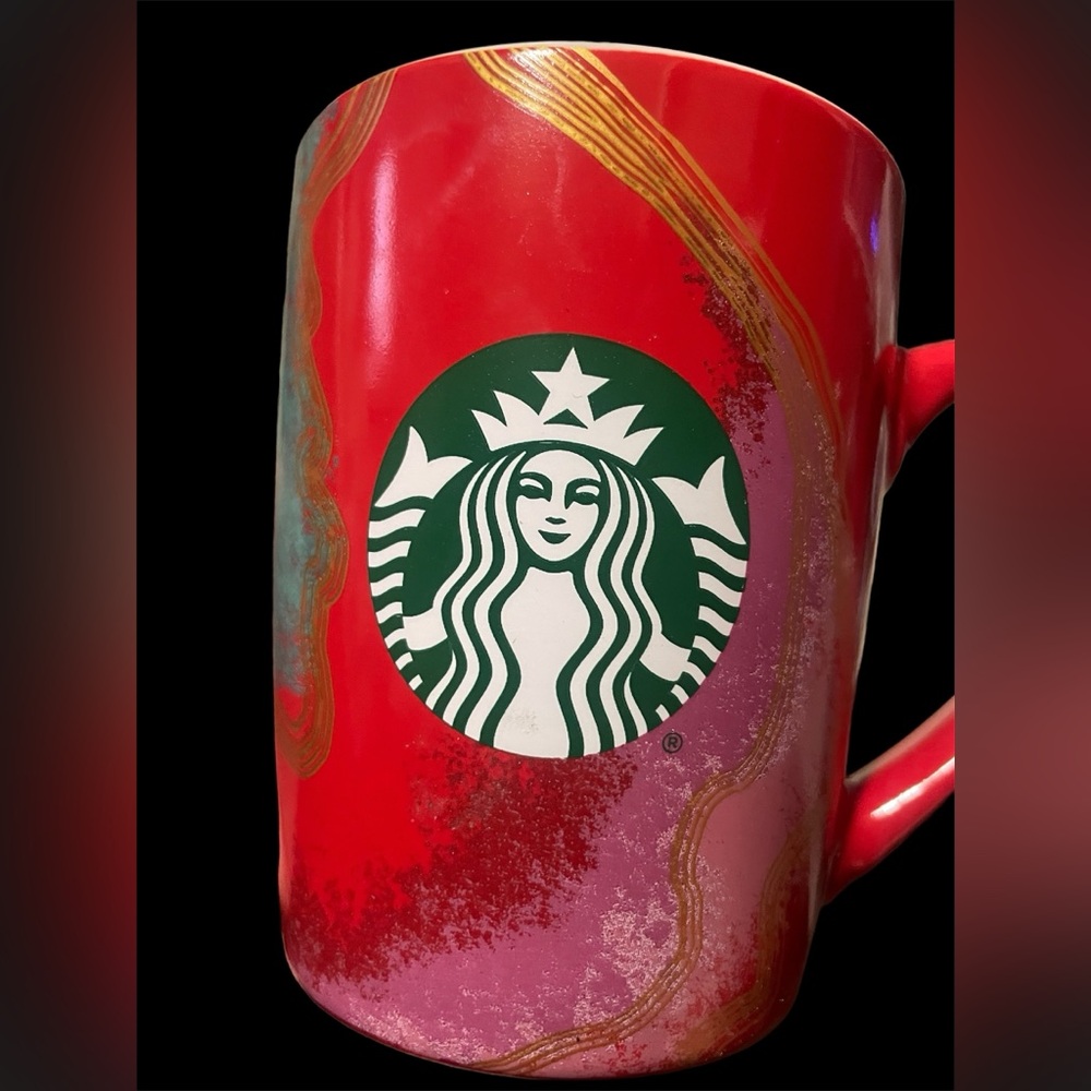 Starbucks mug in stunning swirled colors, excellent used condition, 10 oz.